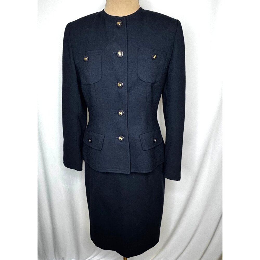 Herbert Grossman Cynthia Sobel Piece Navy Blue Skirt Suit Sz 8 Menger Smart Shop